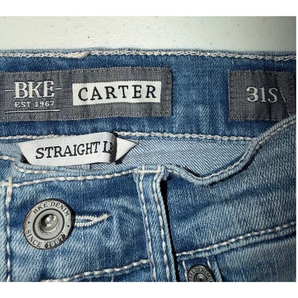BKE Carter Mens Size 30S Straight Leg Light Wash Class Fit Denim Blue Jeans - Picture 3 of 9